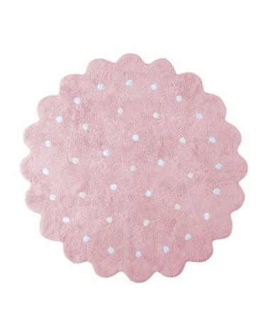 Tapis géométrique enfant en coton rose Ø 140