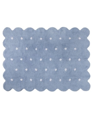 Tapis lavable bord biscuit en coton blue ciel 120x160