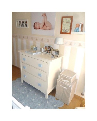 Tapis lavable bord biscuit en coton blue ciel 120x160