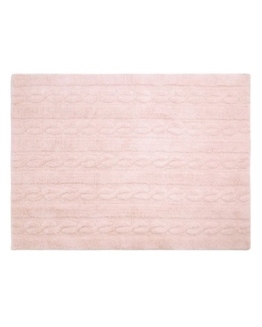 Tapis coton motif tresse rose 120x160