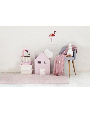 Tapis coton motif tresse rose 120x160