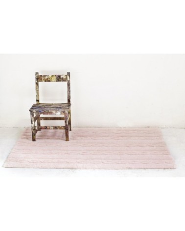 Tapis coton motif tresse rose 120x160