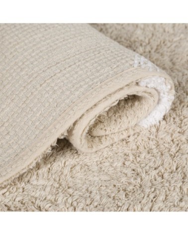 Tapis Lavable à pois blancs en coton beige 120x160
