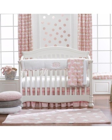 Tapis Lavable à pois blancs en coton rose 120x160