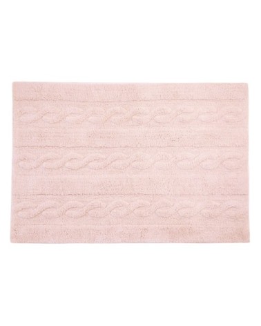 Tapis coton motif tresse rose 120x80