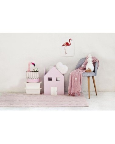 Tapis coton motif tresse rose 120x80