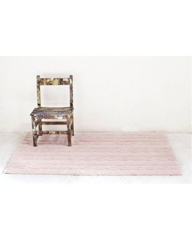 Tapis coton motif tresse rose 120x80