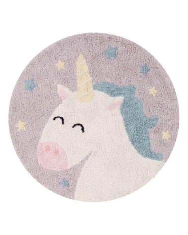 Tapis coton rond lavable licorne D100cm