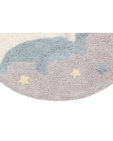Tapis coton rond lavable licorne D100cm