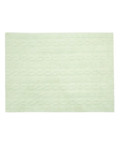 Tapis coton motif tresse vert 120x160