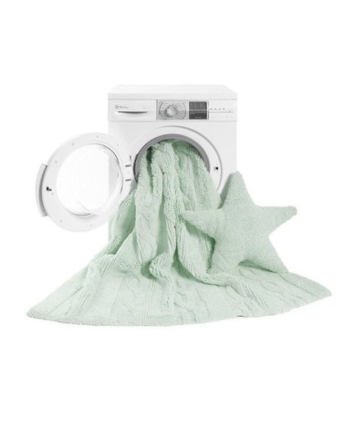 Tapis coton motif tresse vert 120x160