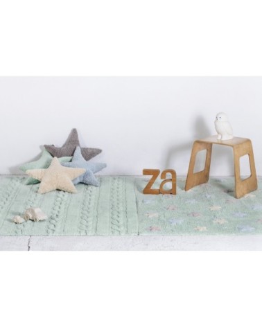 Tapis coton motif tresse vert 120x160