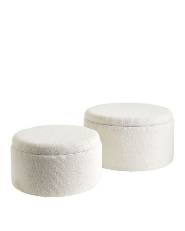 Set de 2 poufs en bouclette - crème