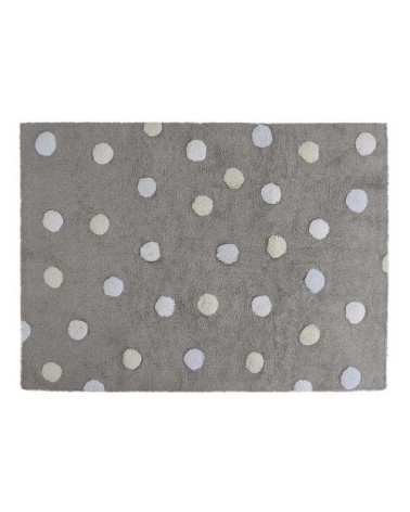 Tapis coton motif pois 3 couleurs gris-bleu 120x160