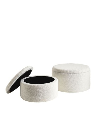 Set de 2 poufs en bouclette - crème