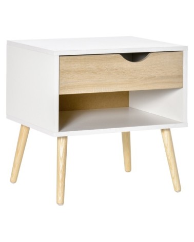 Chevet design scandinave avec niche blanc aspect chêne clair