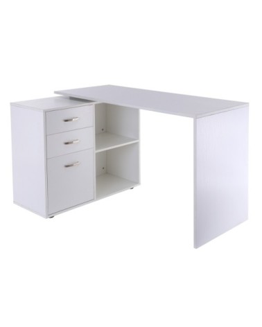 Bureau d'angle bureau droit modulable 2 en 1 blanc