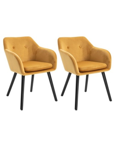 Lot de 2 chaises de visiteur style scandinave velours
