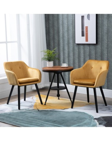 Lot de 2 chaises de visiteur style scandinave velours