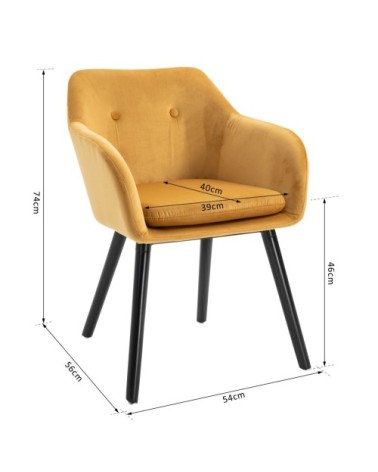 Lot de 2 chaises de visiteur style scandinave velours