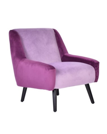 Fauteuil rétro en velours bicolore violet