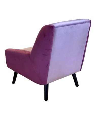 Fauteuil rétro en velours bicolore violet