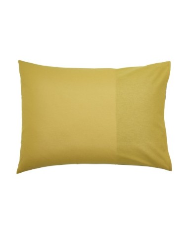 Taie d'oreiller en coton gris et curry 50x70