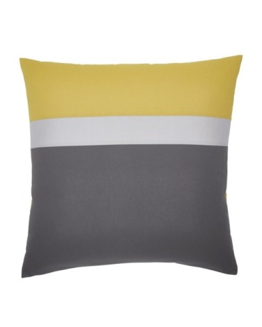 Taie d'oreiller en coton gris et curry 63x63