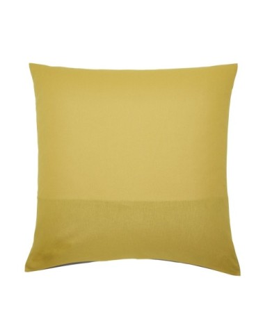 Taie d'oreiller en coton gris et curry 63x63