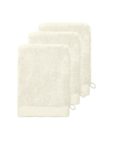 3 gants de toilette zéro twist 560gr/m²  ecru 16x22 cm