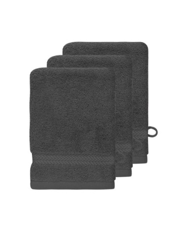 Lot de 3 gants de toilette 550gr/m²  anthracite 16x22 cm