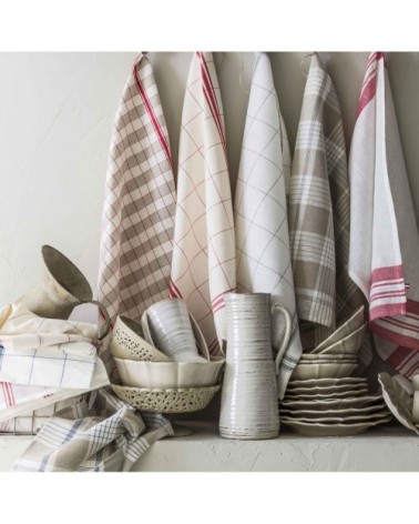 Torchon en lin et coton gris 50x75