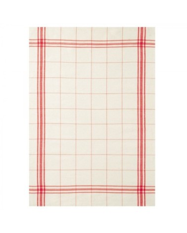 Torchon en lin et coton rouge 50x75
