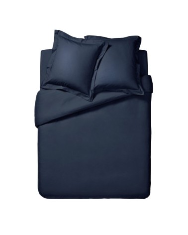 Housse de couette unie en percale de coton bleu 140x200