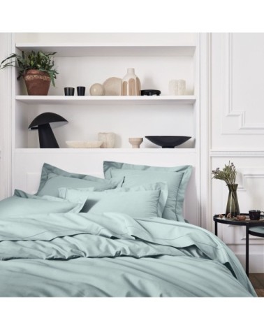 Housse de couette unie en percale de coton gris 260x240