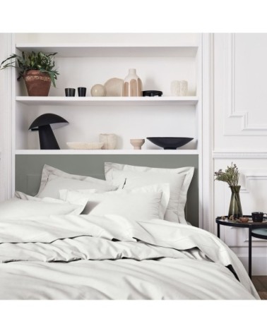 Housse de couette unie en percale de coton gris 260x240