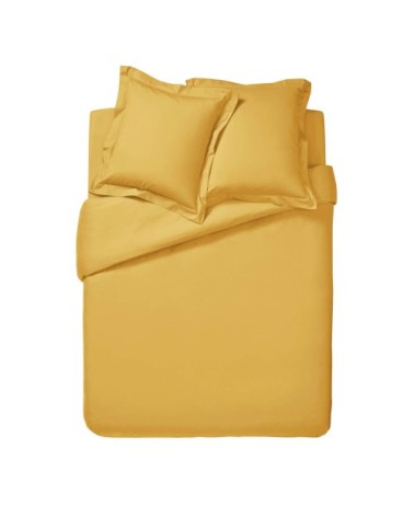 Housse de couette unie en percale de coton  jaune 200x200