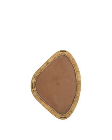 Miroir en rotin et métal doré finition laiton - h. 45 cm