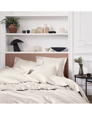 Housse de couette unie en percale de coton rose 240x220