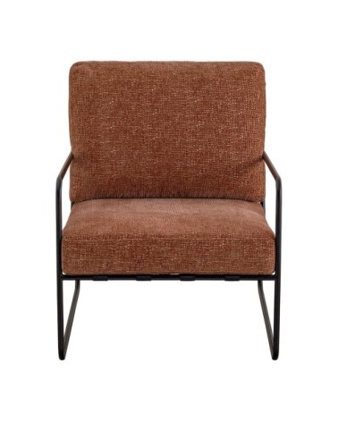 Fauteuil en tissu jacquard de velours et métal - bois de rose