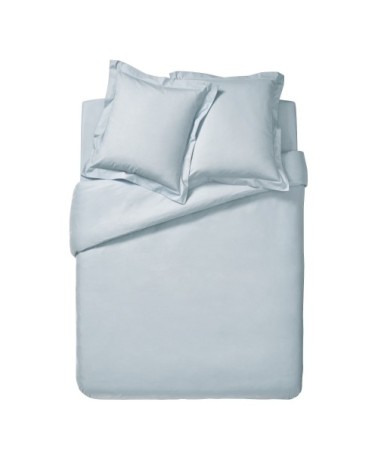 Housse de couette unie en percale de coton bleu 260x240