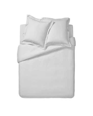 Housse de couette unie en percale de coton gris 140x200