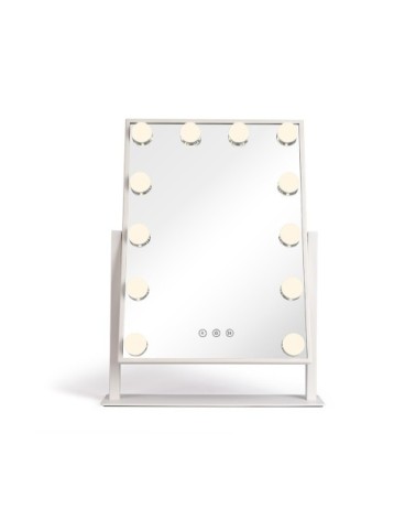 Miroir maquillage Hollywood en verre blanc