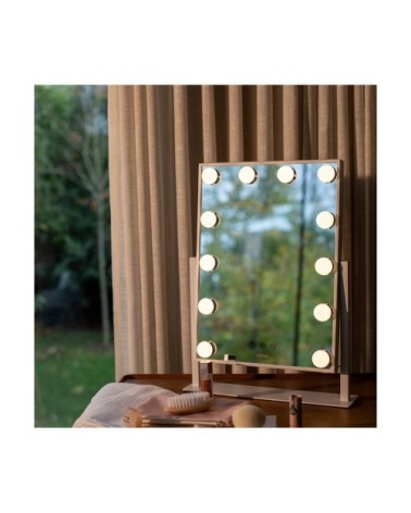 Miroir maquillage Hollywood en verre blanc