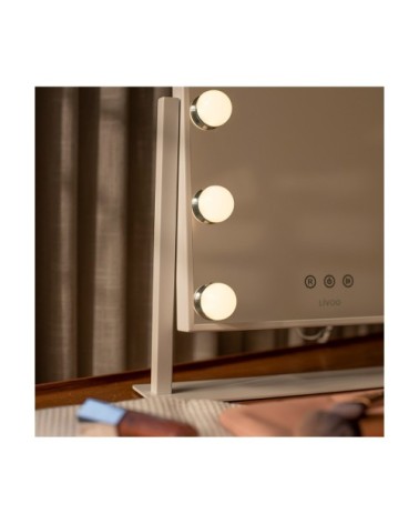 Miroir maquillage Hollywood en verre blanc