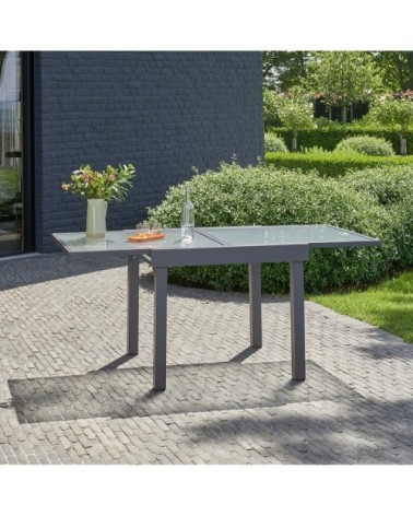 Table de jardin en aluminium extensible gris 4/8 pers.