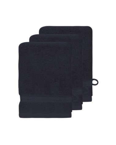 Lot de 3 gants de toilette 550gr/m²  bleu nuit 16x22 cm