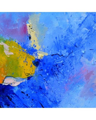 Tableau art abstrait vague de bleu toile imprimée 100x100cm