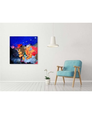 Tableau abstrait jeu de couleurs toile imprimée 80x80cm