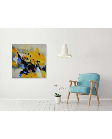 Tableau abstrait éclaboussure toile imprimée 80x80cm